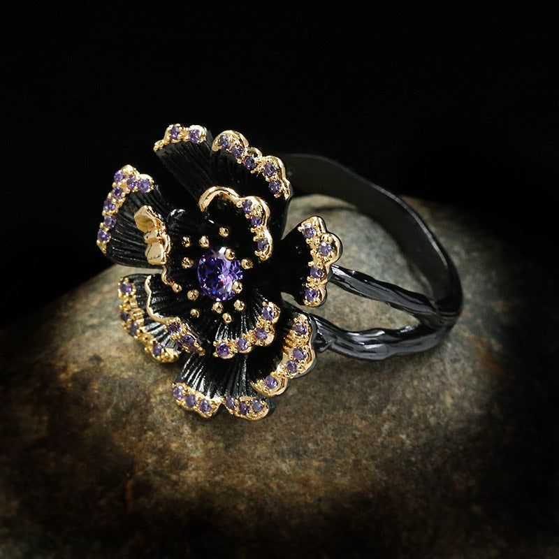 jewelvyn silver plated cubic zirconia flower diamond ring
