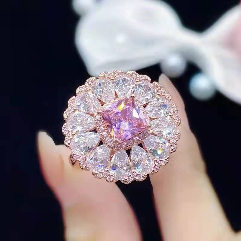 jewelvyn rose plated studded with zirconia diamond in light rose stone color ring