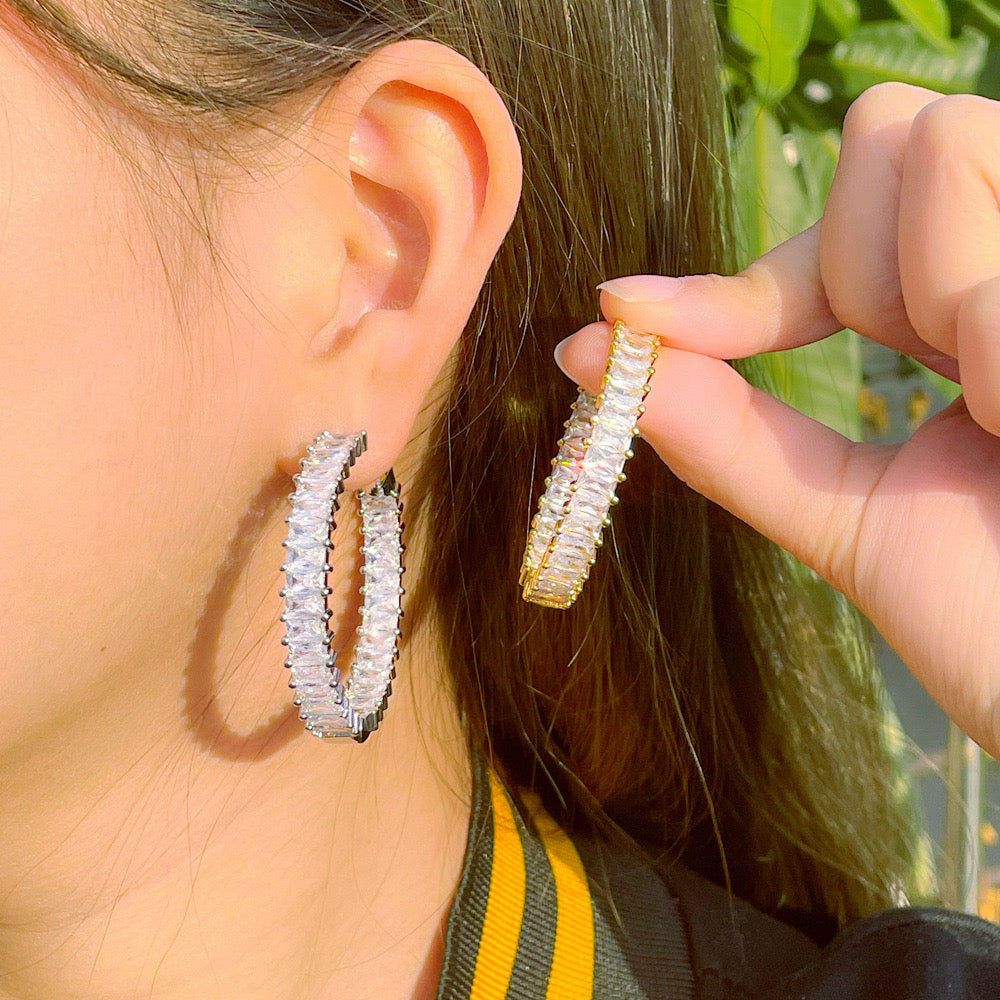 jewelvyn Silver Plated Studded With Zirconia Diamond Earrings