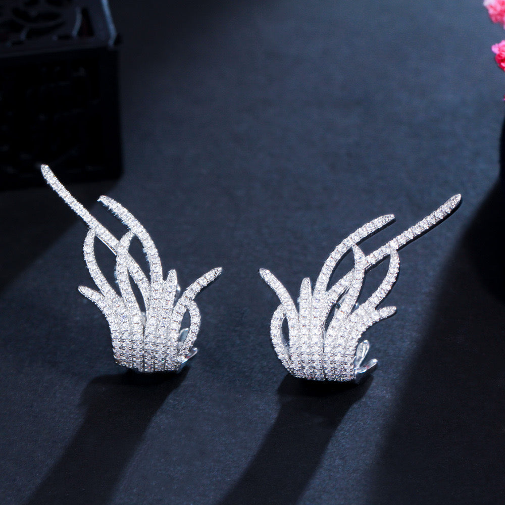 Jewelvyn Silver Plated Studded With Zirconia Diamond Earrings