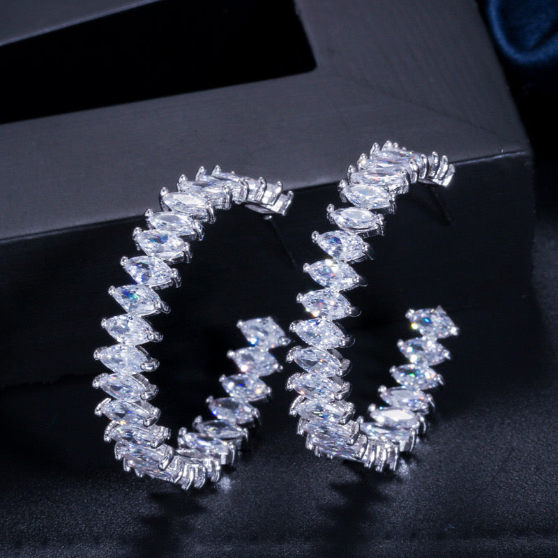 jewelvyn Silver Plated Studded With Zirconia Diamond Earrings