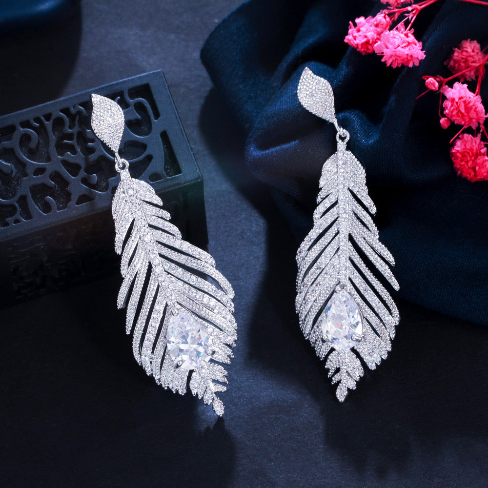 jewelvyn Silver Plated Studded With Zirconia Diamond Earrings