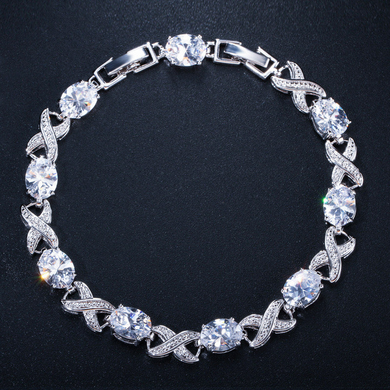 jewelvyn Sliver Plated Studded With Zirconia Diamond With Multi Stone Bracelate