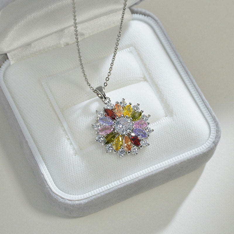 jewelvyn Silver And Rose Plated Studdded With Cubic Zirconia Diamond with Color Stones Chain Pendant