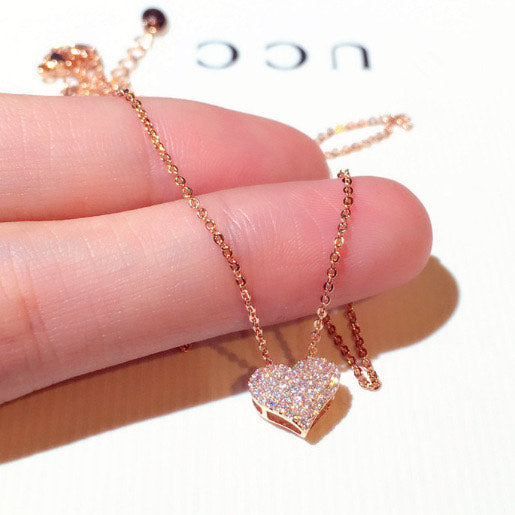 jewelvyn Rose Plated Studded With Cubic Zirconia Diamond Chain Pendant