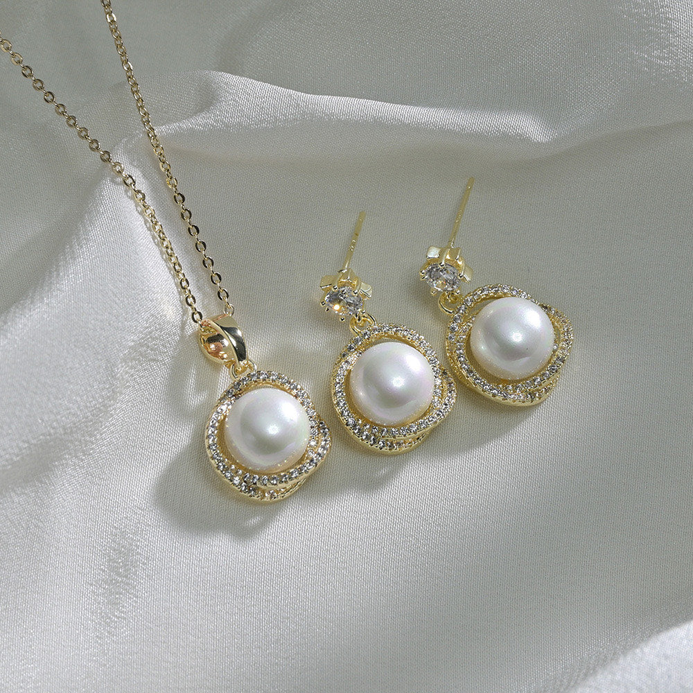 jewelvyn Silver Plated Studded With Zirconia Diamond With Chain Pendant Set