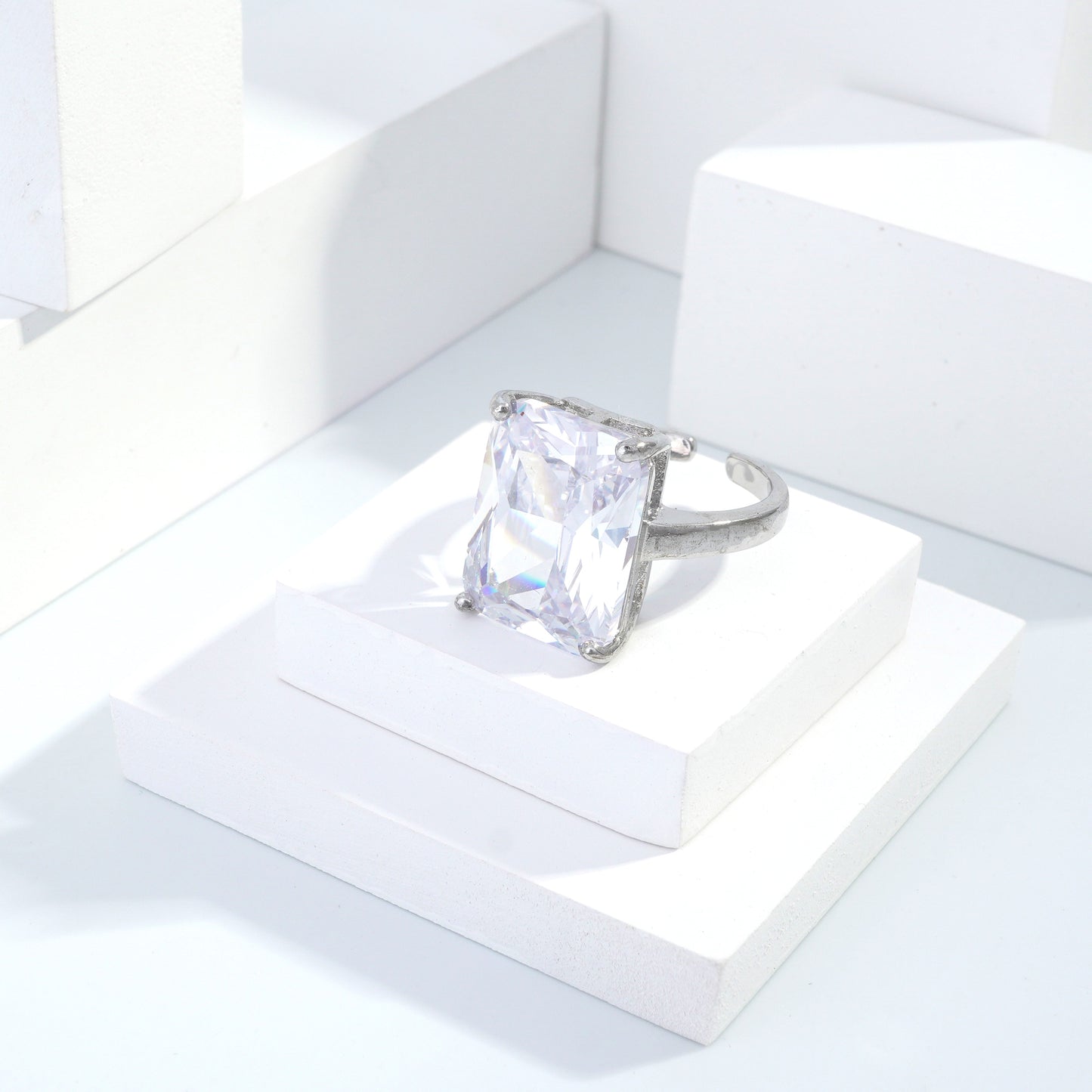 jewelvyn Silver plated studded with cubic zirconia diamond Silver Ring