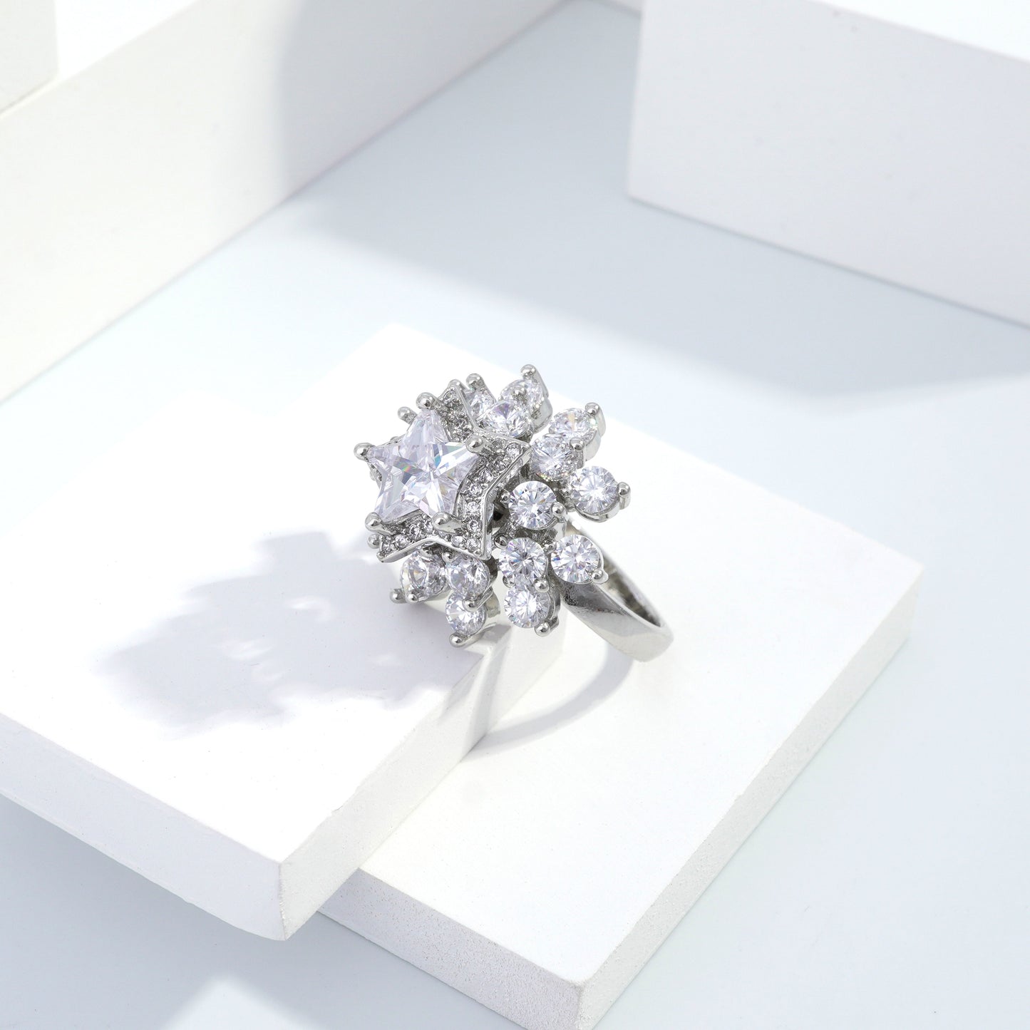 jewelvyn Silver plated studded with cubic zirconia diamond Silver Ring