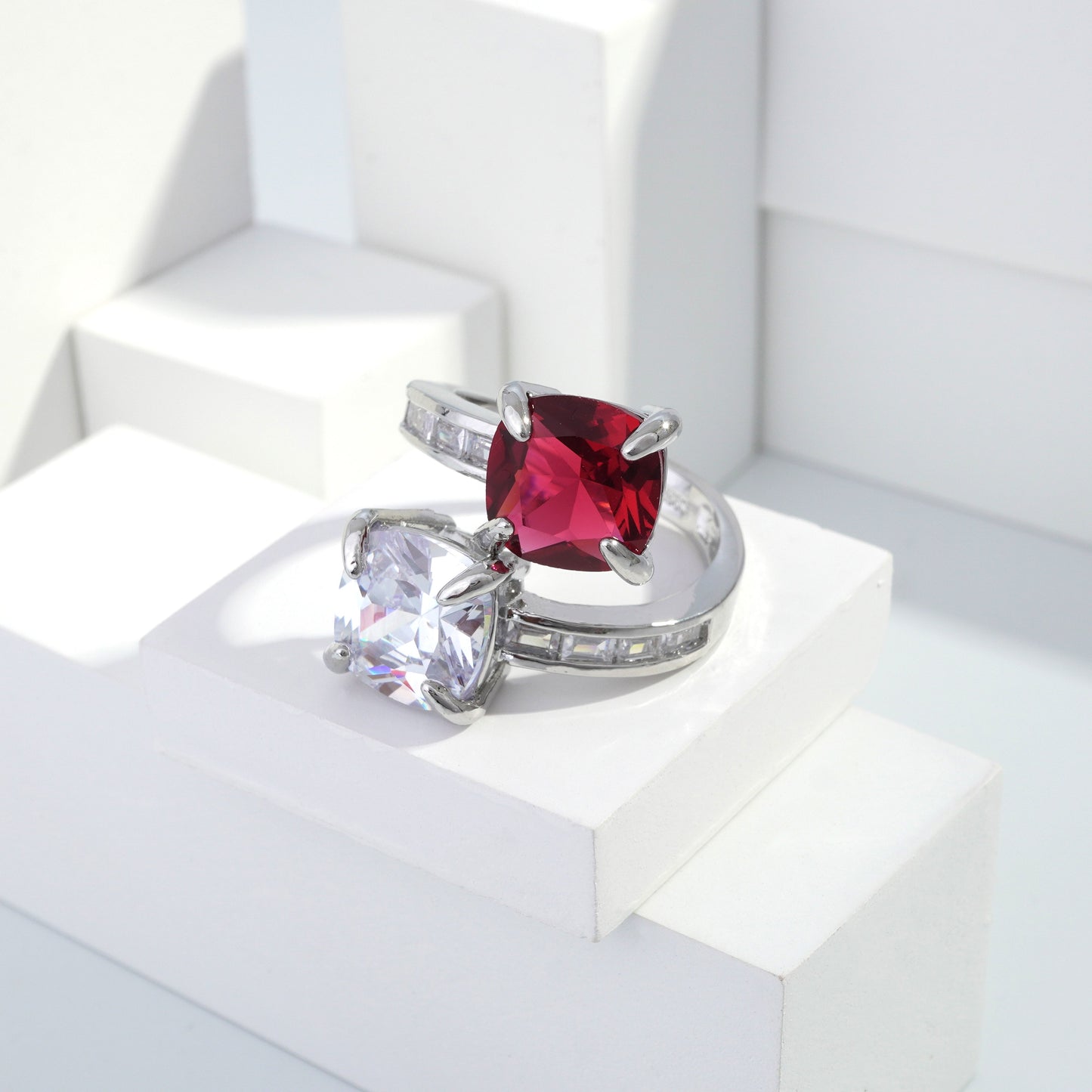 jewelvyn Silver plated studded with cubic zirconia diamond Silver Ring