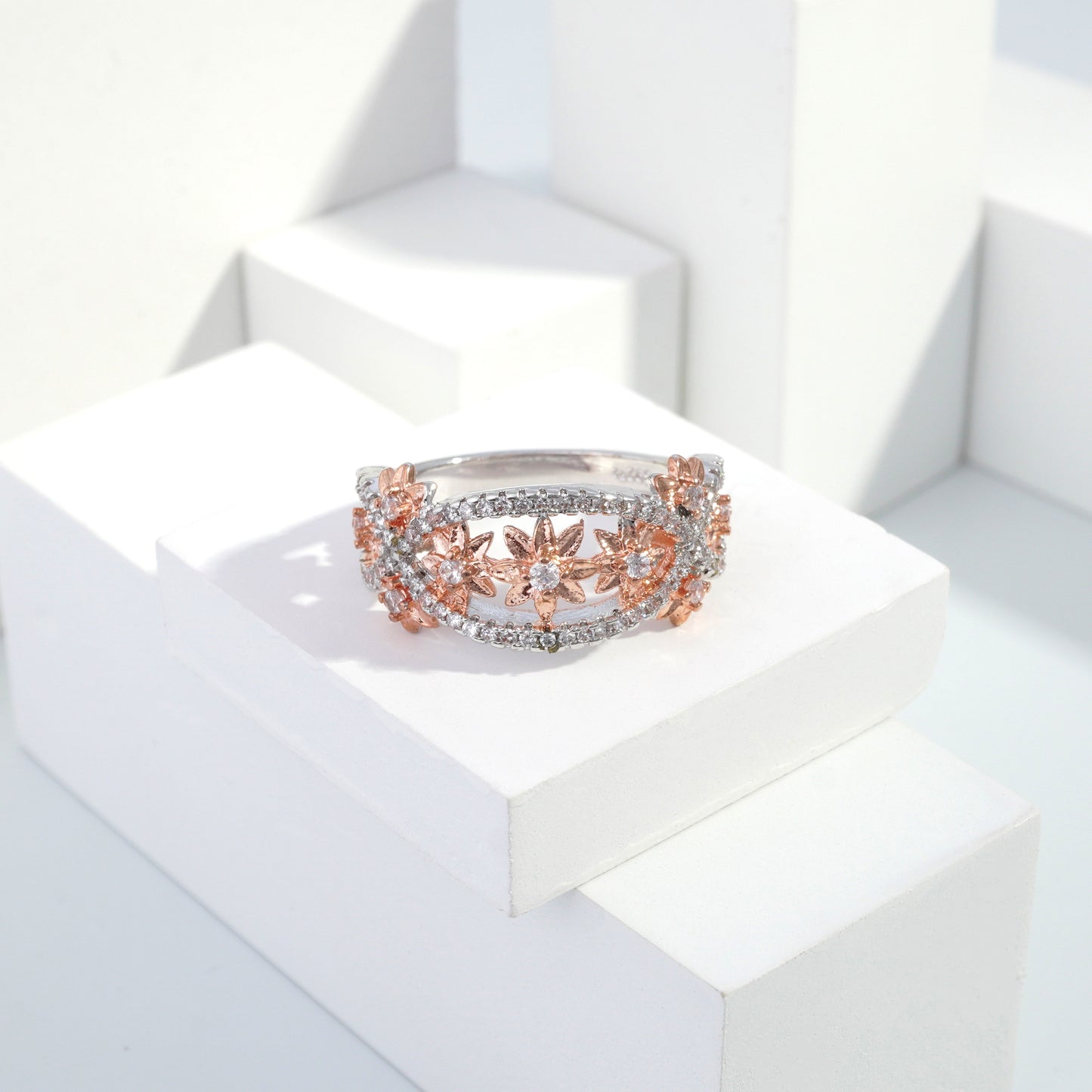 jewelvyn Silver plated studded with cubic zirconia diamond Silver Ring