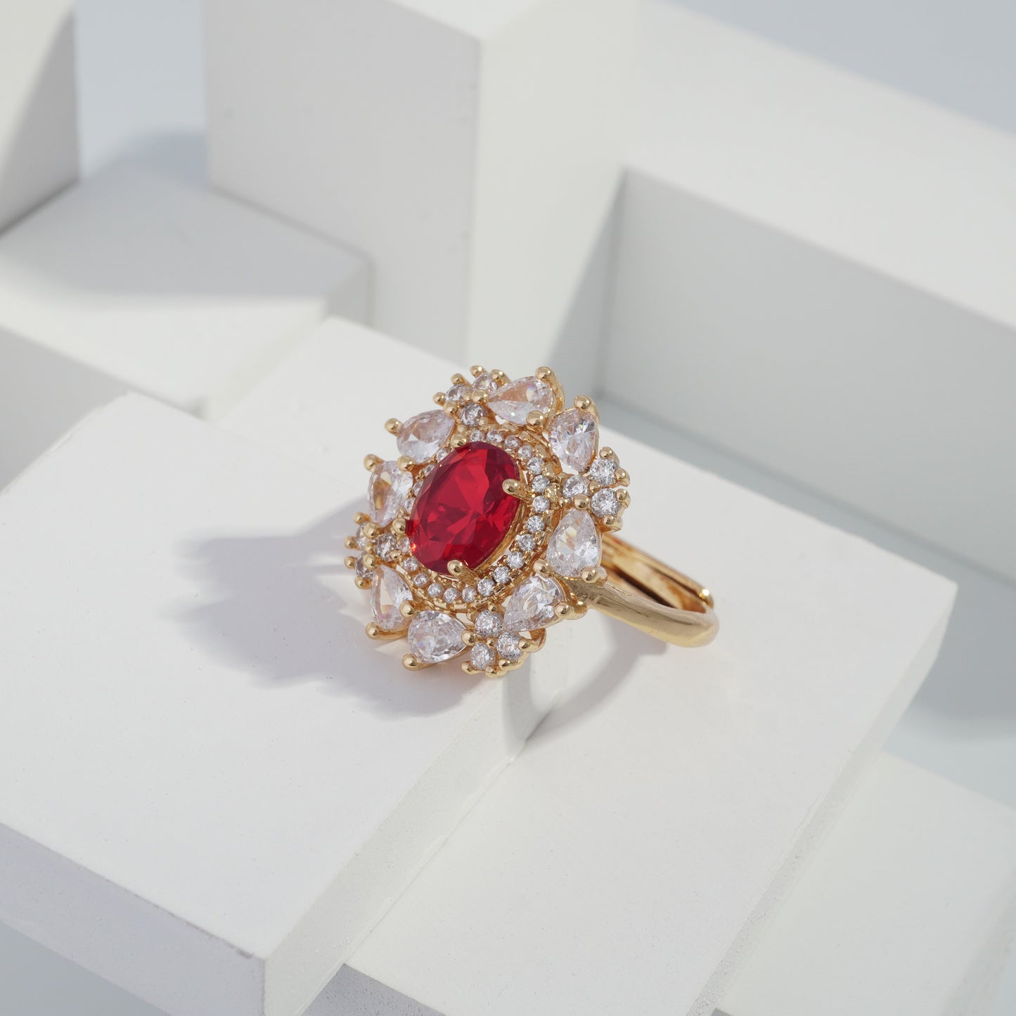 jewelvyn Gold plated studded with cubic zirconia diamond Gold Ring