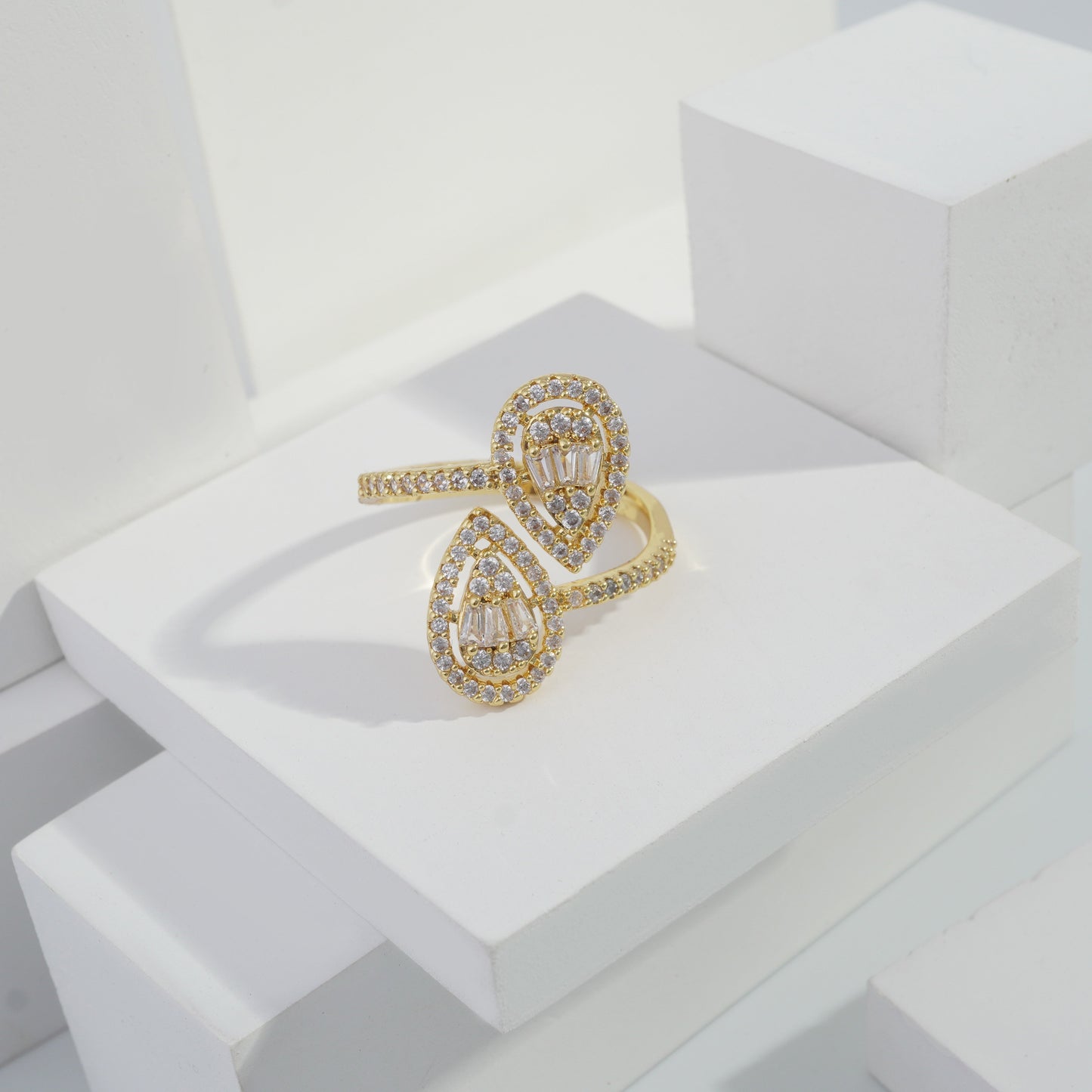 jewelvyn Gold plated studded with cubic zirconia diamond Gold Ring