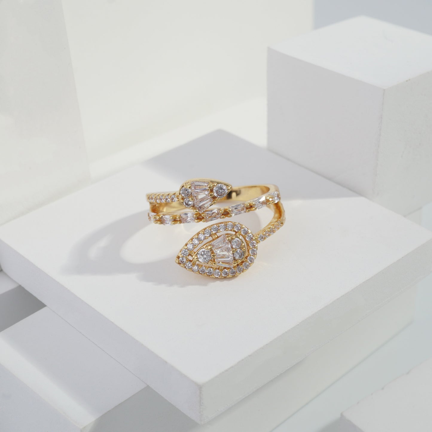 jewelvyn Gold plated studded with cubic zirconia diamond Gold Ring