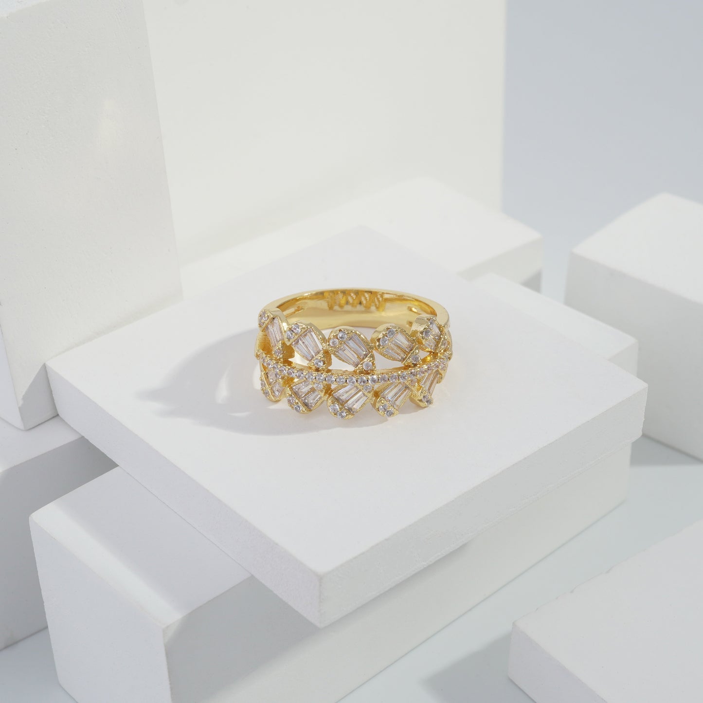 jewelvyn Gold plated studded with cubic zirconia diamond Gold Ring