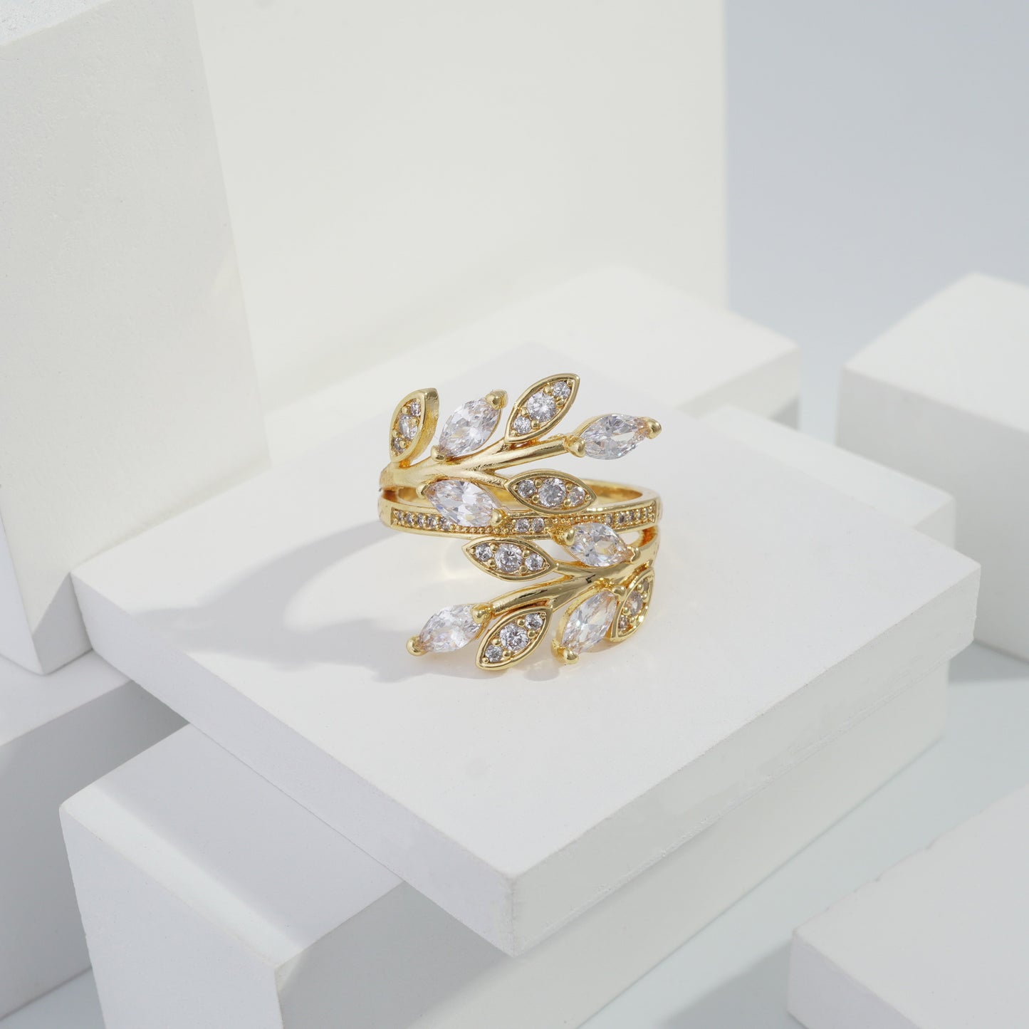 jewelvyn Gold plated studded with cubic zirconia diamond Gold Ring