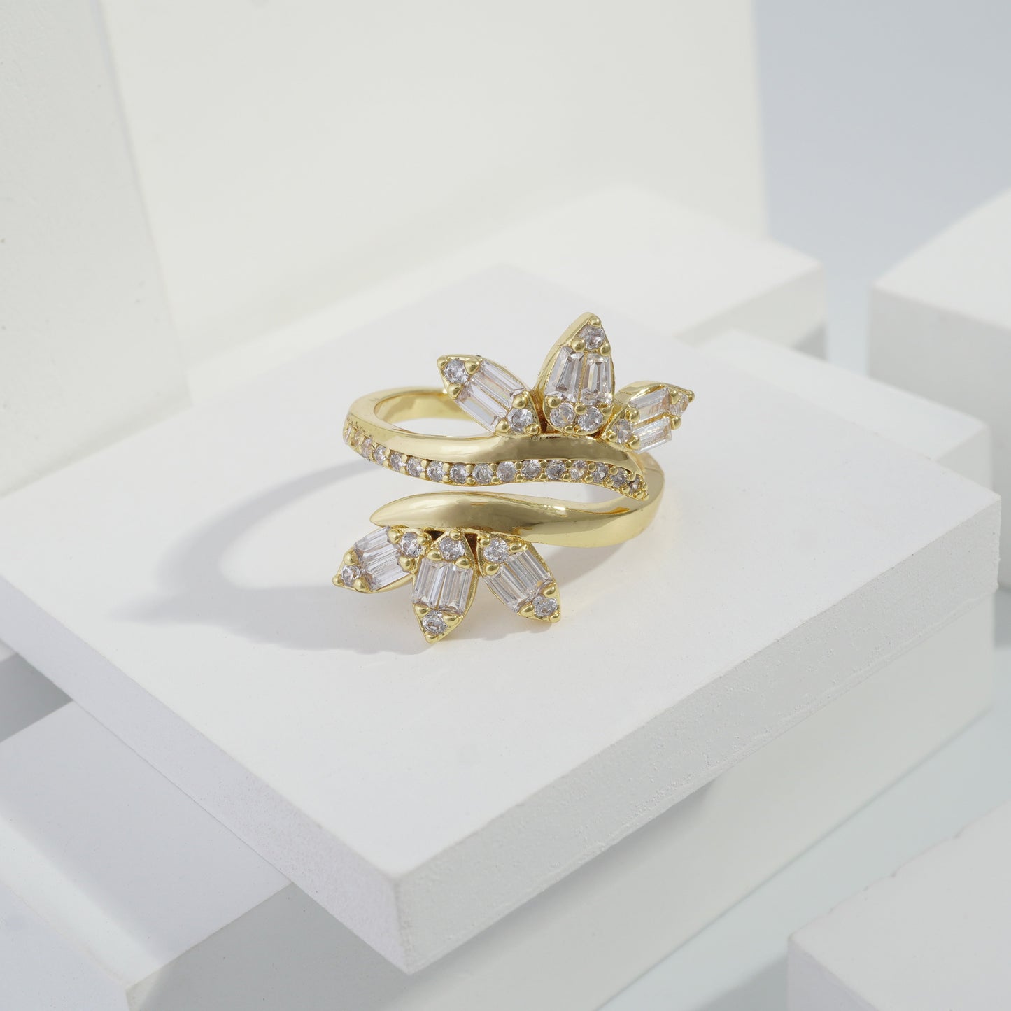 jewelvyn Gold plated studded with cubic zirconia diamond Gold Ring