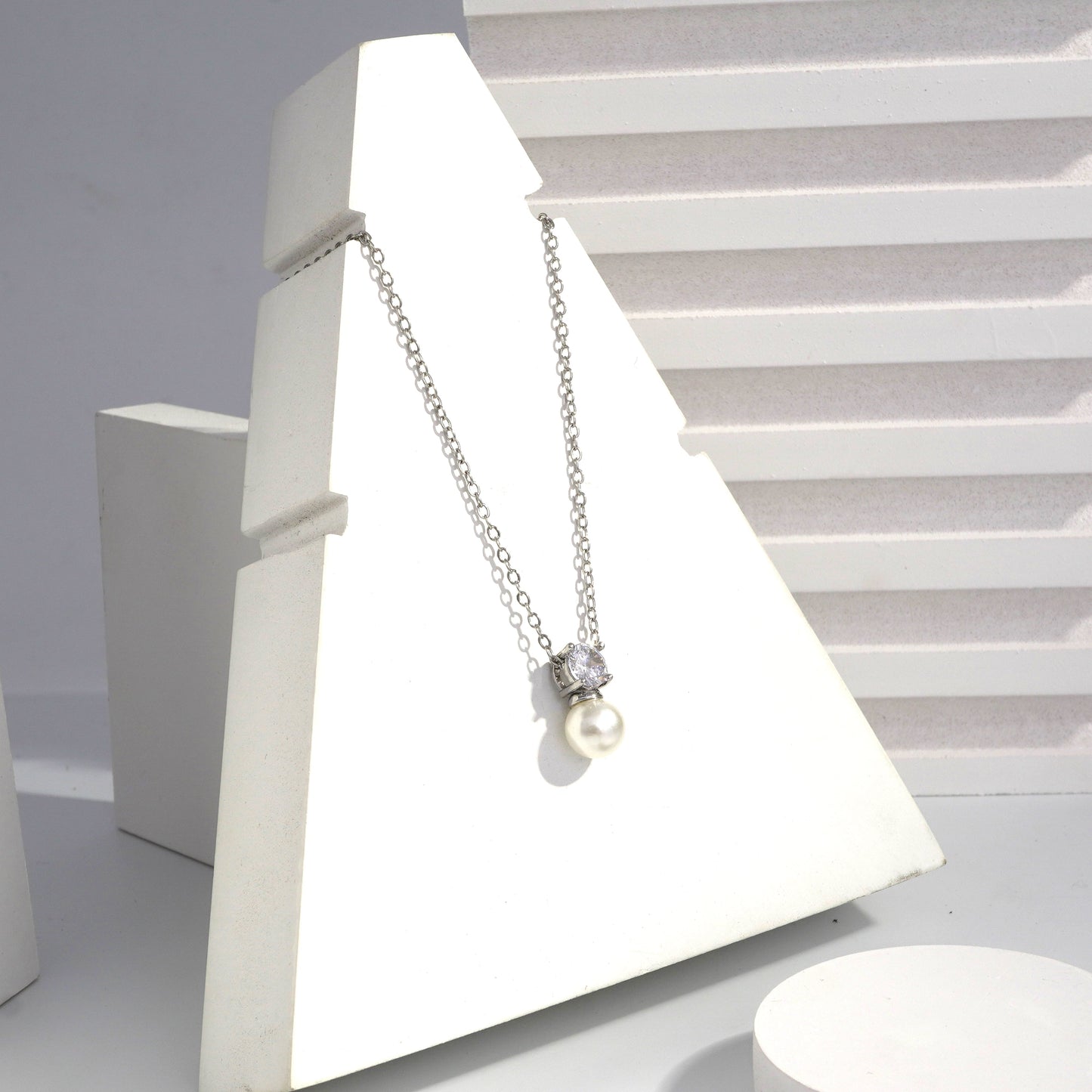 Jewelvyn Silver Plated Studded With Zirconia Diamonds Silver Chain Pendant