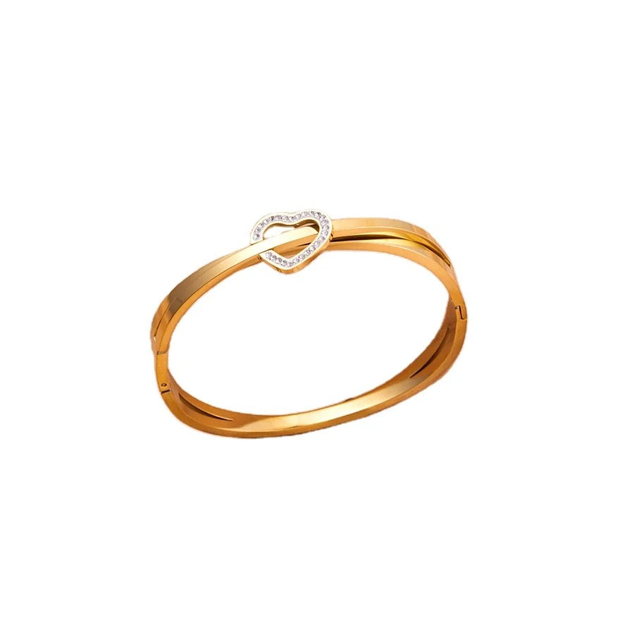 jewelvyn Gold Plated Studded With Zircoina Diamond With Gold Bracelate