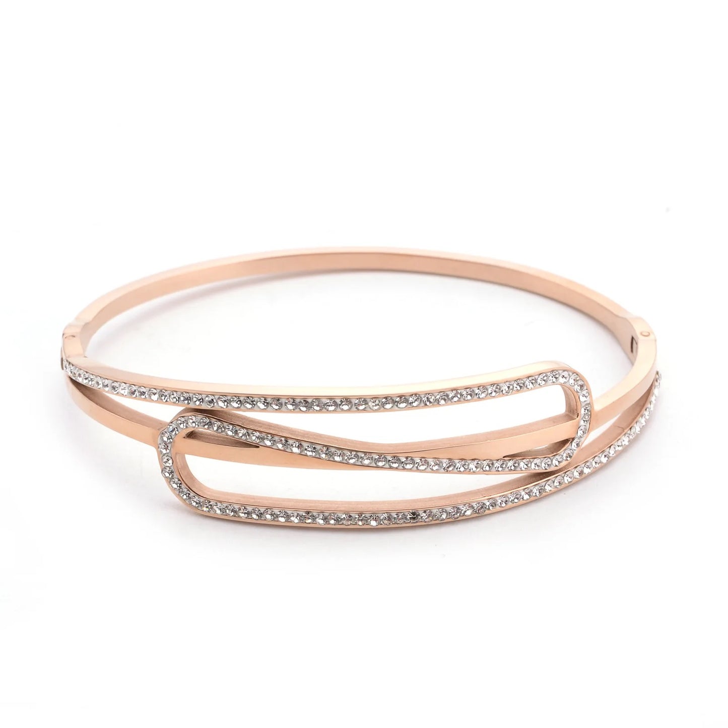 jewelvyn Rose Gold Plated Studded With Zircoina Diamond With Rose Gold Bracelate