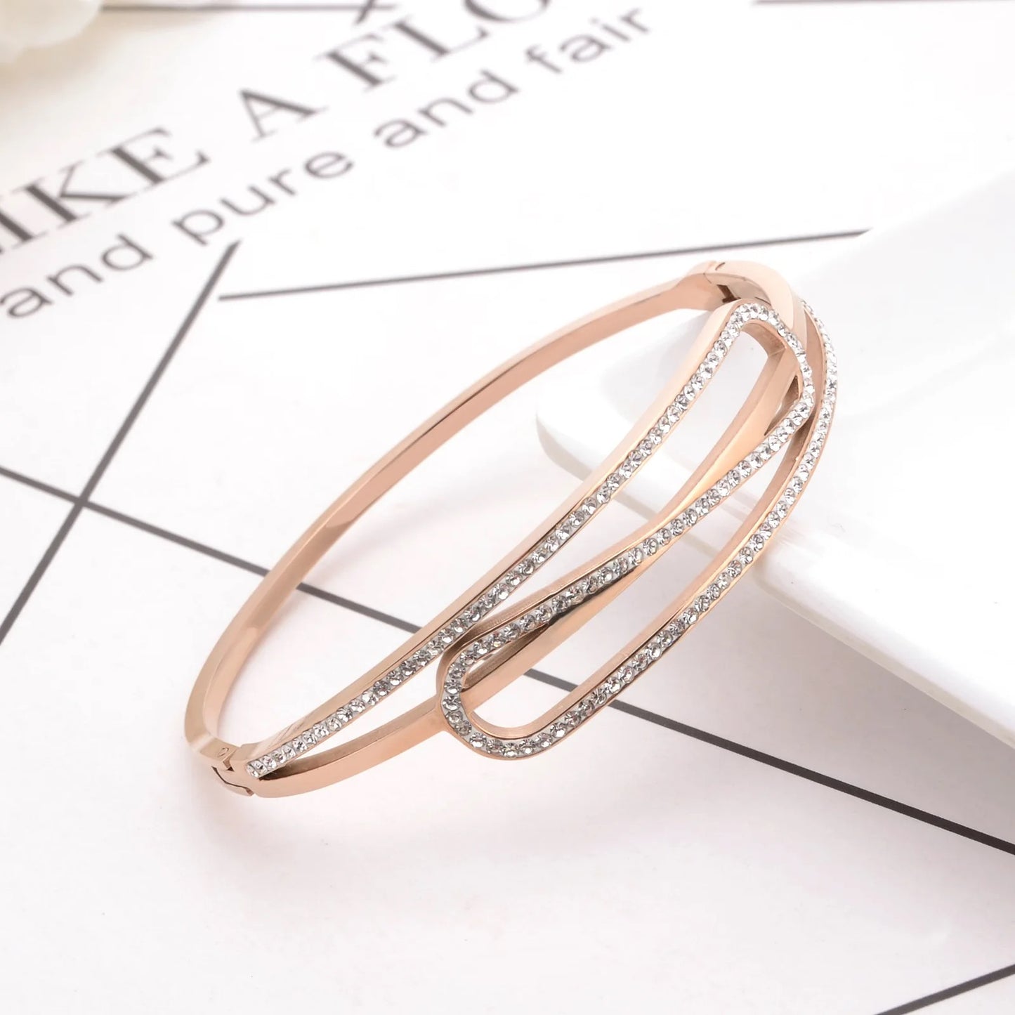jewelvyn Rose Gold Plated Studded With Zircoina Diamond With Rose Gold Bracelate