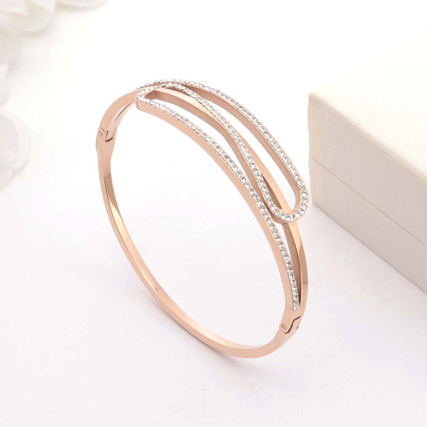 jewelvyn Rose Gold Plated Studded With Zircoina Diamond With Rose Gold Bracelate