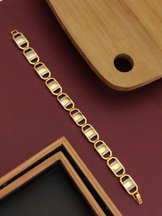 jewelvyn Gold Plated Studded With Gold Bracelate
