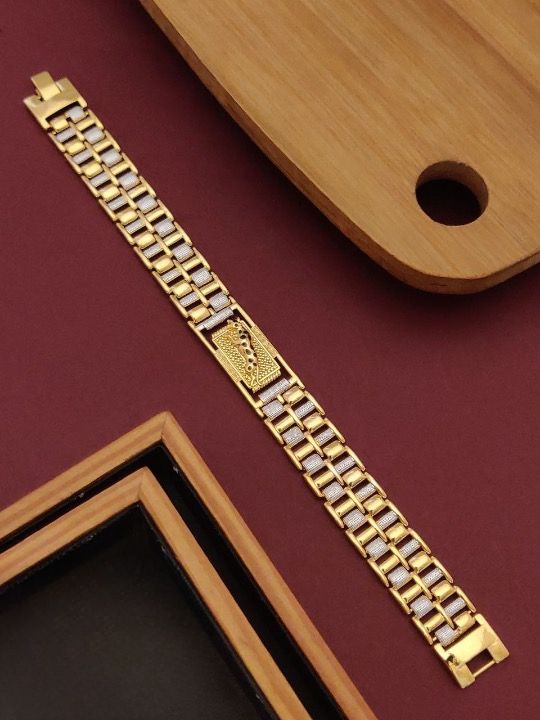 jewelvyn Gold Plated Studded With Gold Bracelate
