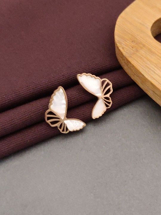 Jewelvyn Gold Plated Studded With Zirconia Diamond Earrings