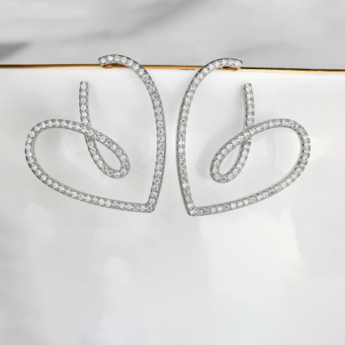 jewelvyn Silver Plated Studded With Zirconia Diamond Earrings