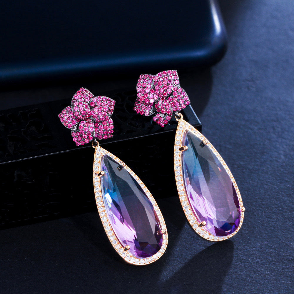 jewelvyn Silver Plated Studded With Zirconia Diamond With Multi Colour Earrings