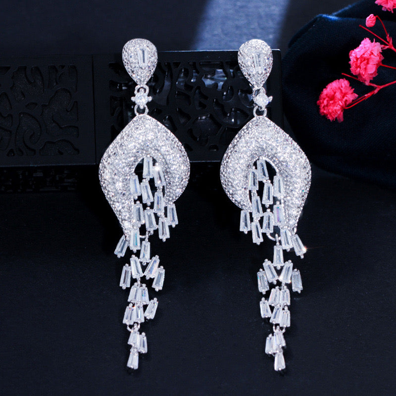 jewelvyn Silver Plated Studded With Zirconia Diamond Earrings
