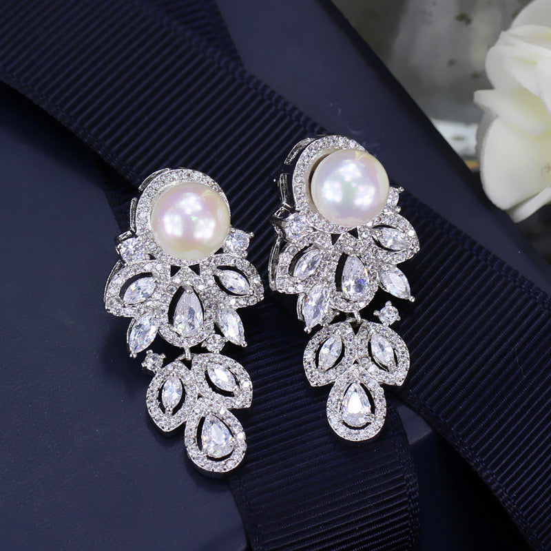 jewelvyn Silver Plated Studded With Zirconia Diamond Earrings