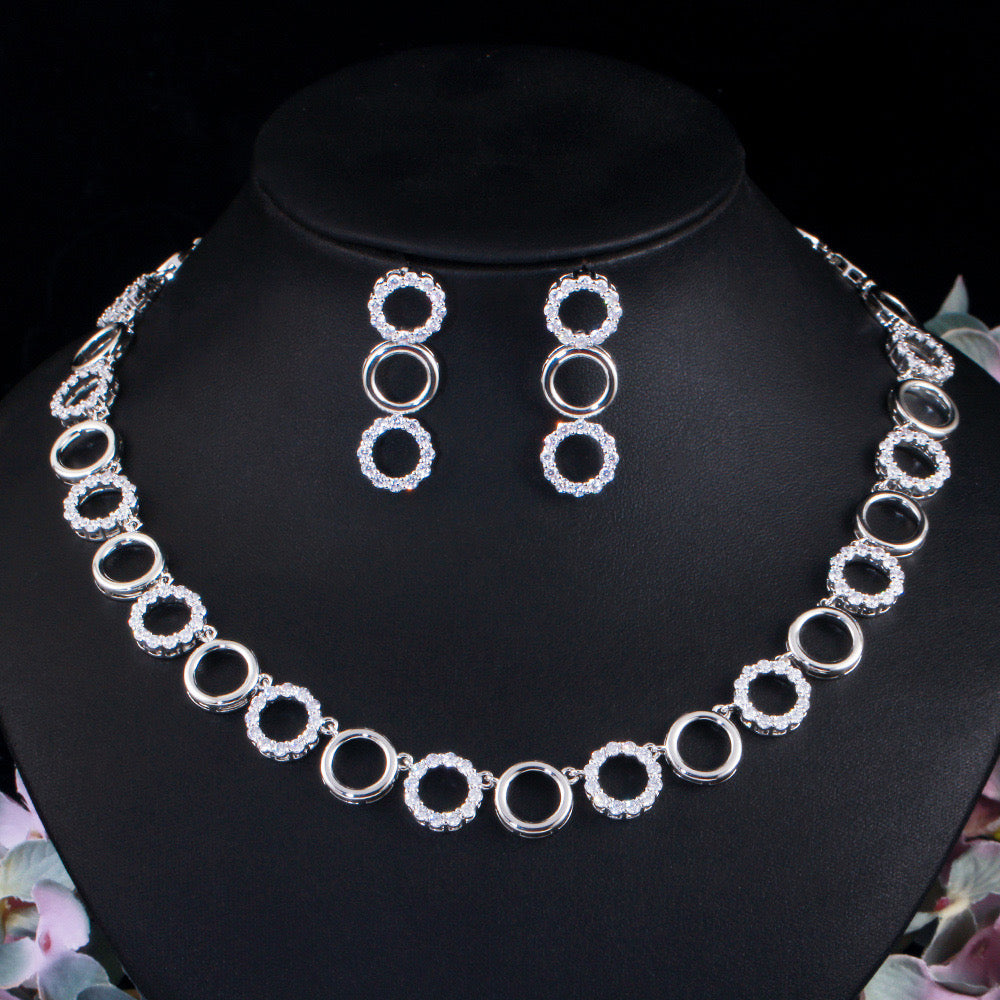 jewelvyn Silver Plated Studded With Zirconia Diamond With Multi Colour Necklace
