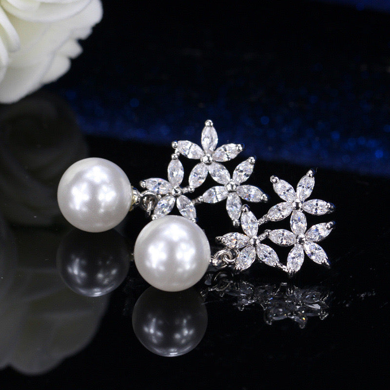 jewelvyn Silver Plated Studded With Zirconia Diamond Earrings