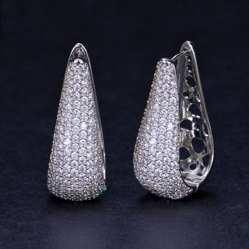 jewelvyn Silver Plated Studded With Zirconia Diamond Earrings