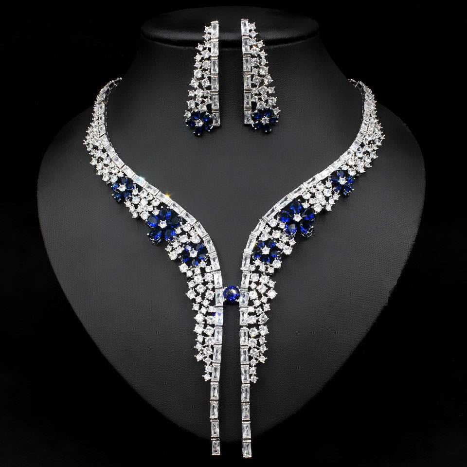 jewelvyn Silver Plated Studded With Zirconia Diamond With Multi Colour Necklace