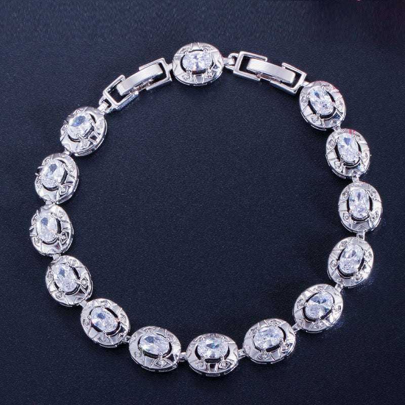 jewelvyn Silver Plated Studded With Zirconia Diamond With Stone Bracelate