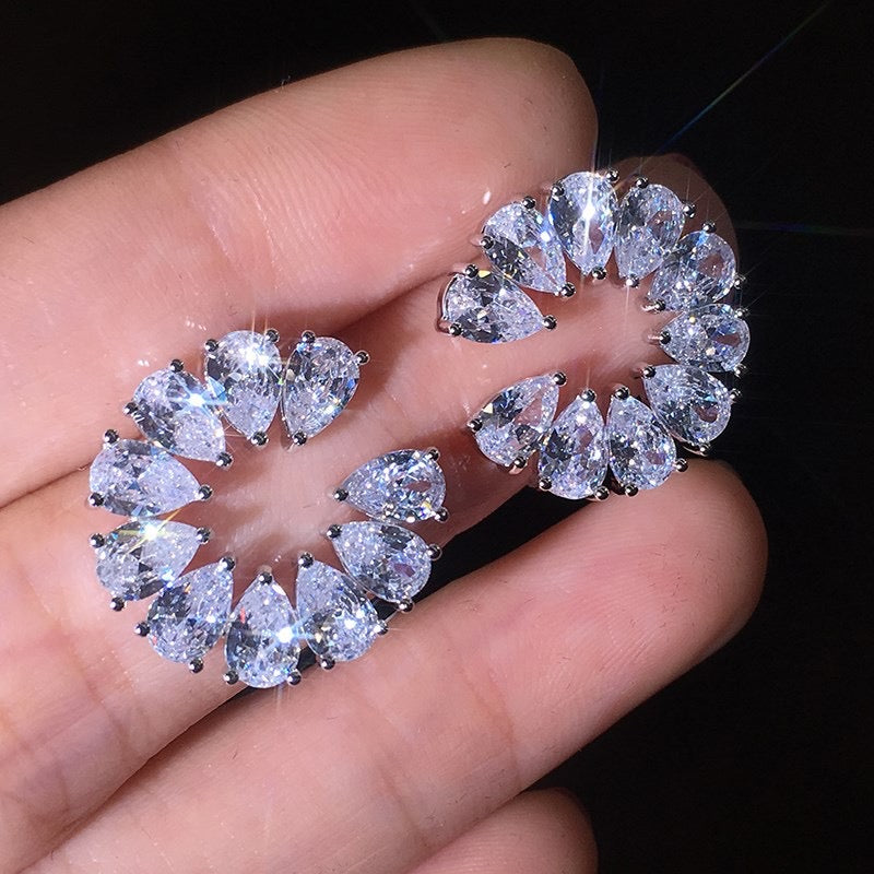 jewelvyn Silver Plated Studded With Zirconia Diamond Earrings
