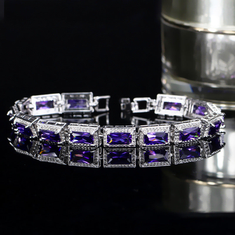 jewelvyn Silver Plated Studded With Zirconia Diamond With Multi Stone Bracelate
