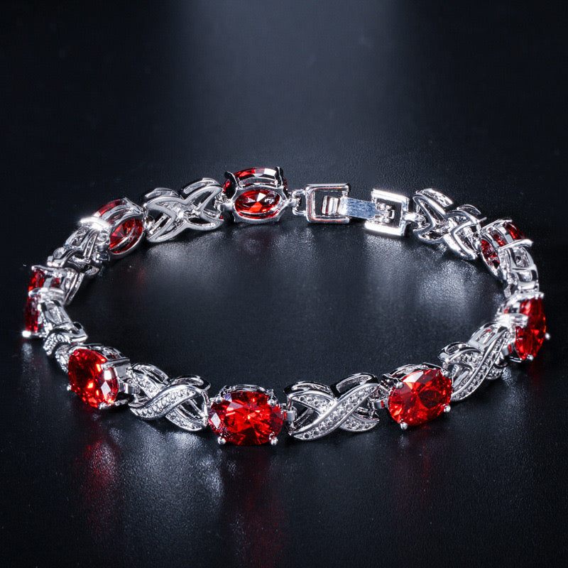 jewelvyn Sliver Plated Studded With Zirconia Diamond With Multi Stone Bracelate