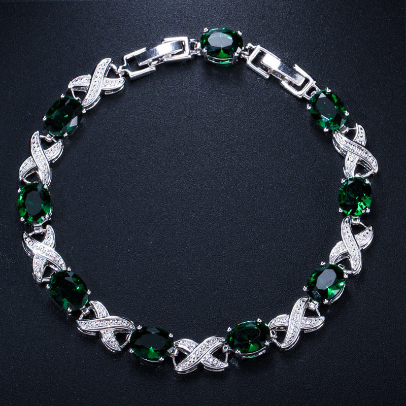 jewelvyn Sliver Plated Studded With Zirconia Diamond With Multi Stone Bracelate