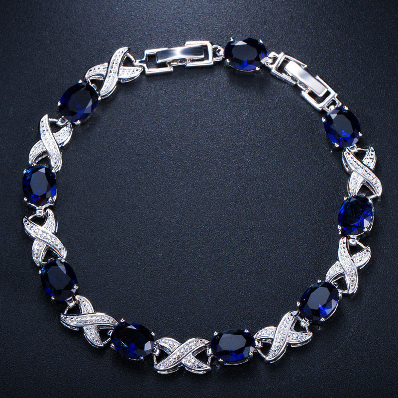 jewelvyn Sliver Plated Studded With Zirconia Diamond With Multi Stone Bracelate
