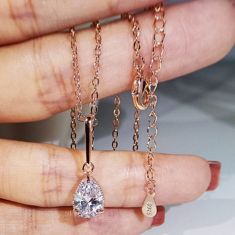 jewelvyn Rose Plated Studded With Zirconia Diamonds Chain Pendant