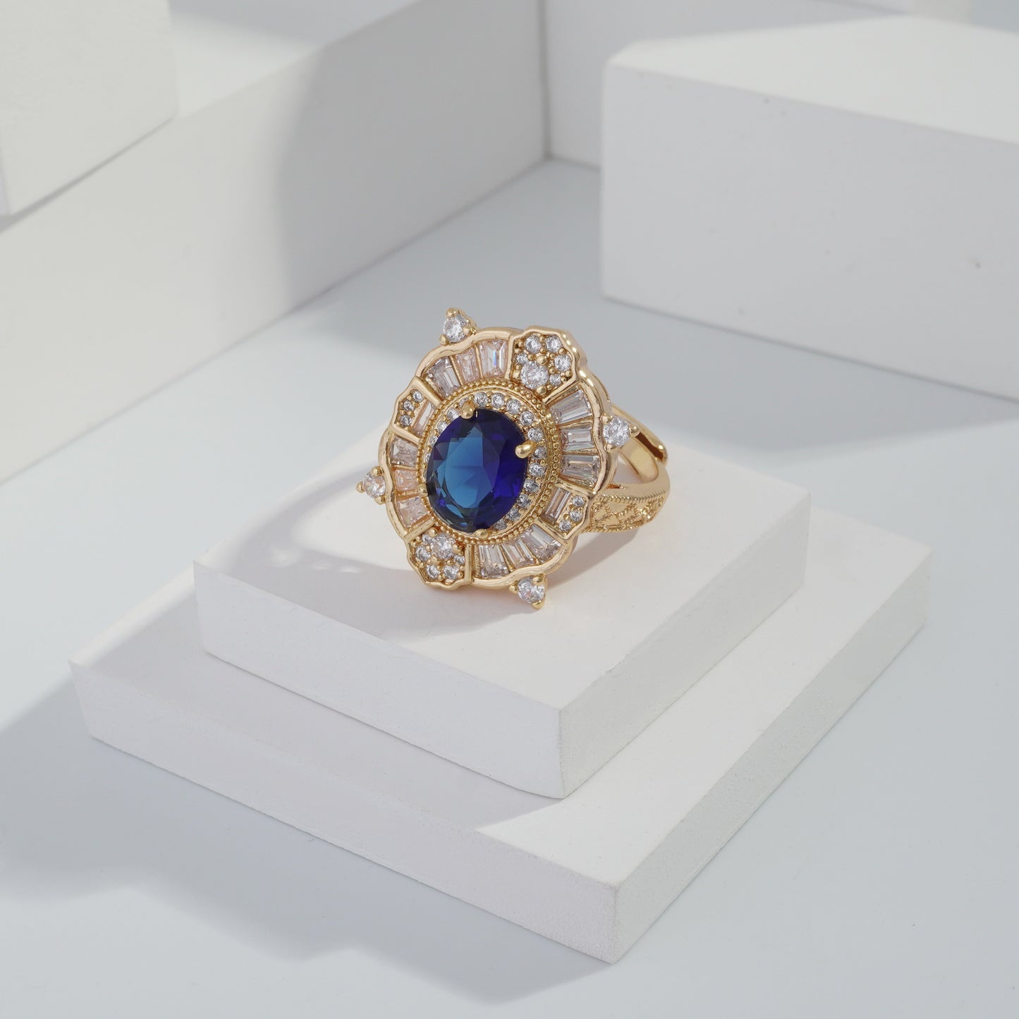 jewelvyn Gold plated studded with cubic zirconia diamond Gold Ring