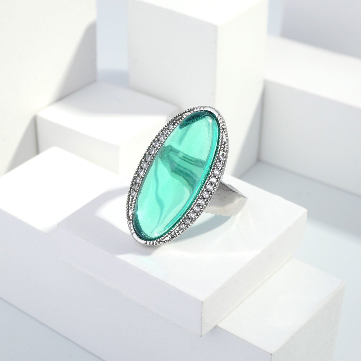 jewelvyn Silver plated studded with cubic zirconia diamond Silver Ring