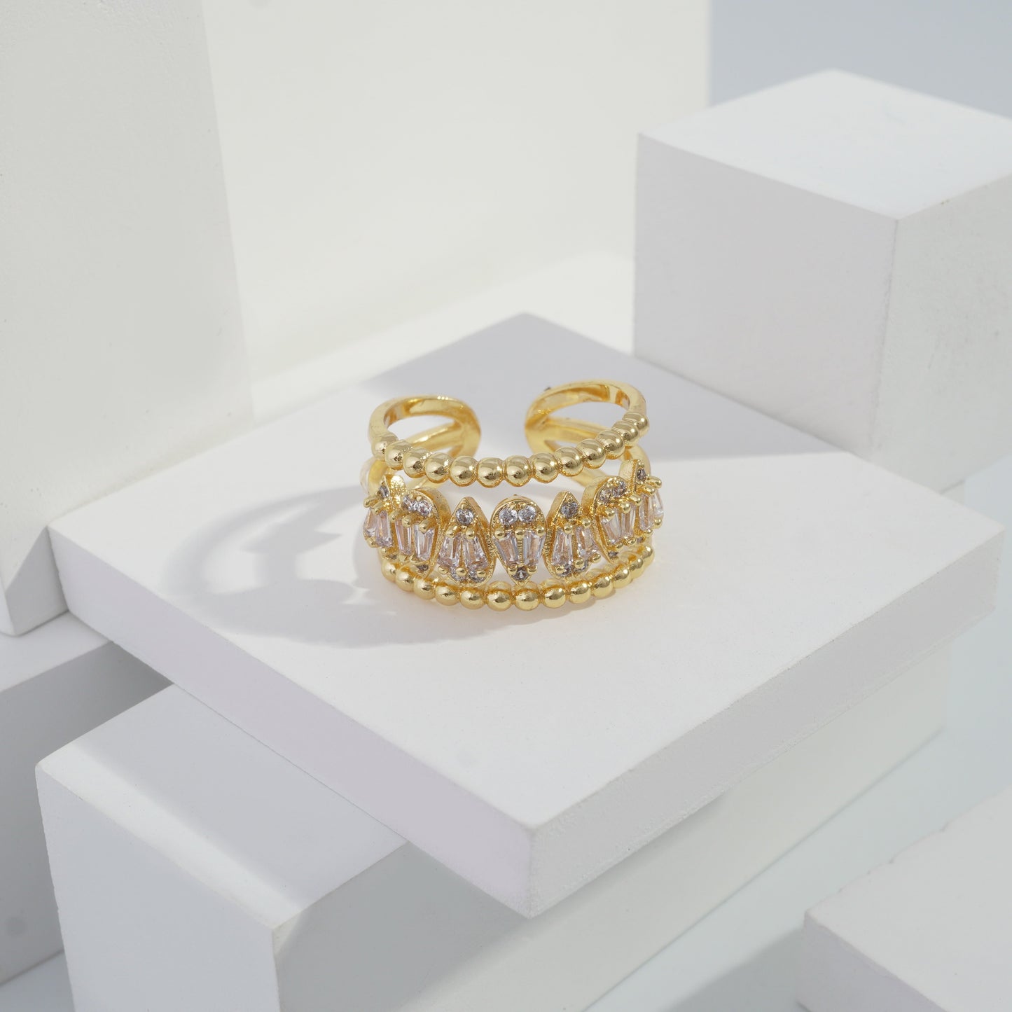jewelvyn Gold plated studded with cubic zirconia diamond Gold Ring