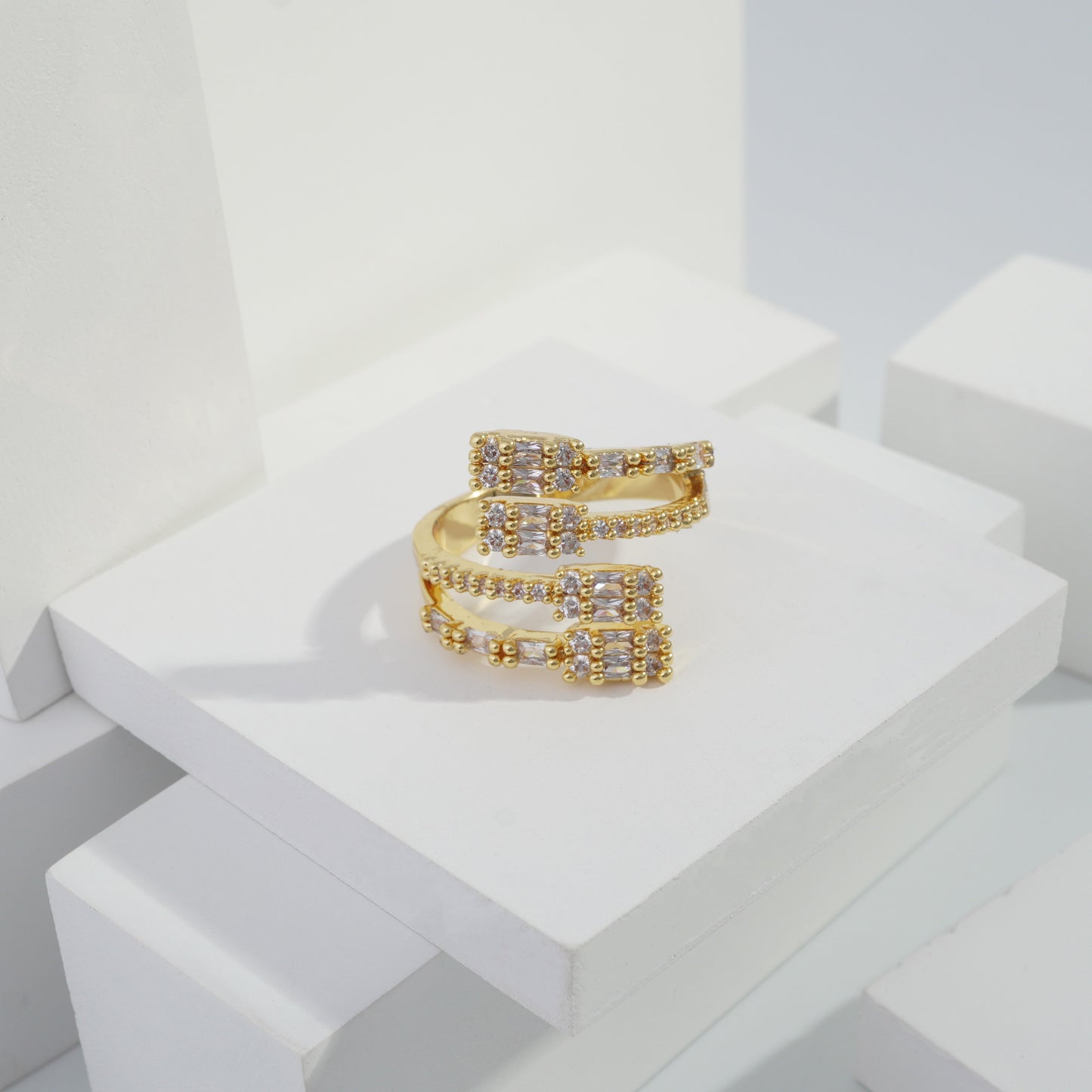 jewelvyn Gold plated studded with cubic zirconia diamond Gold Ring