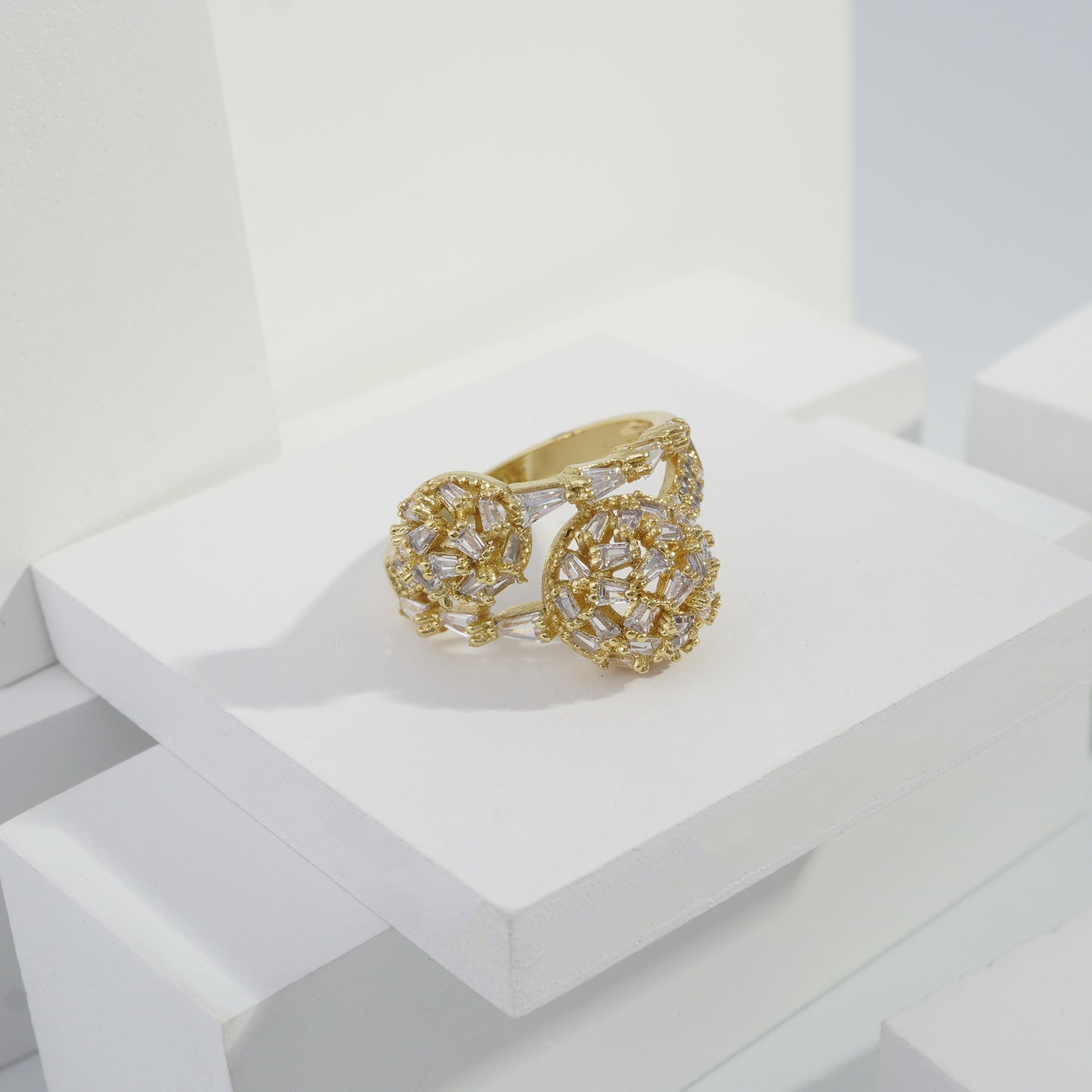 jewelvyn Gold plated studded with cubic zirconia diamond Gold Ring