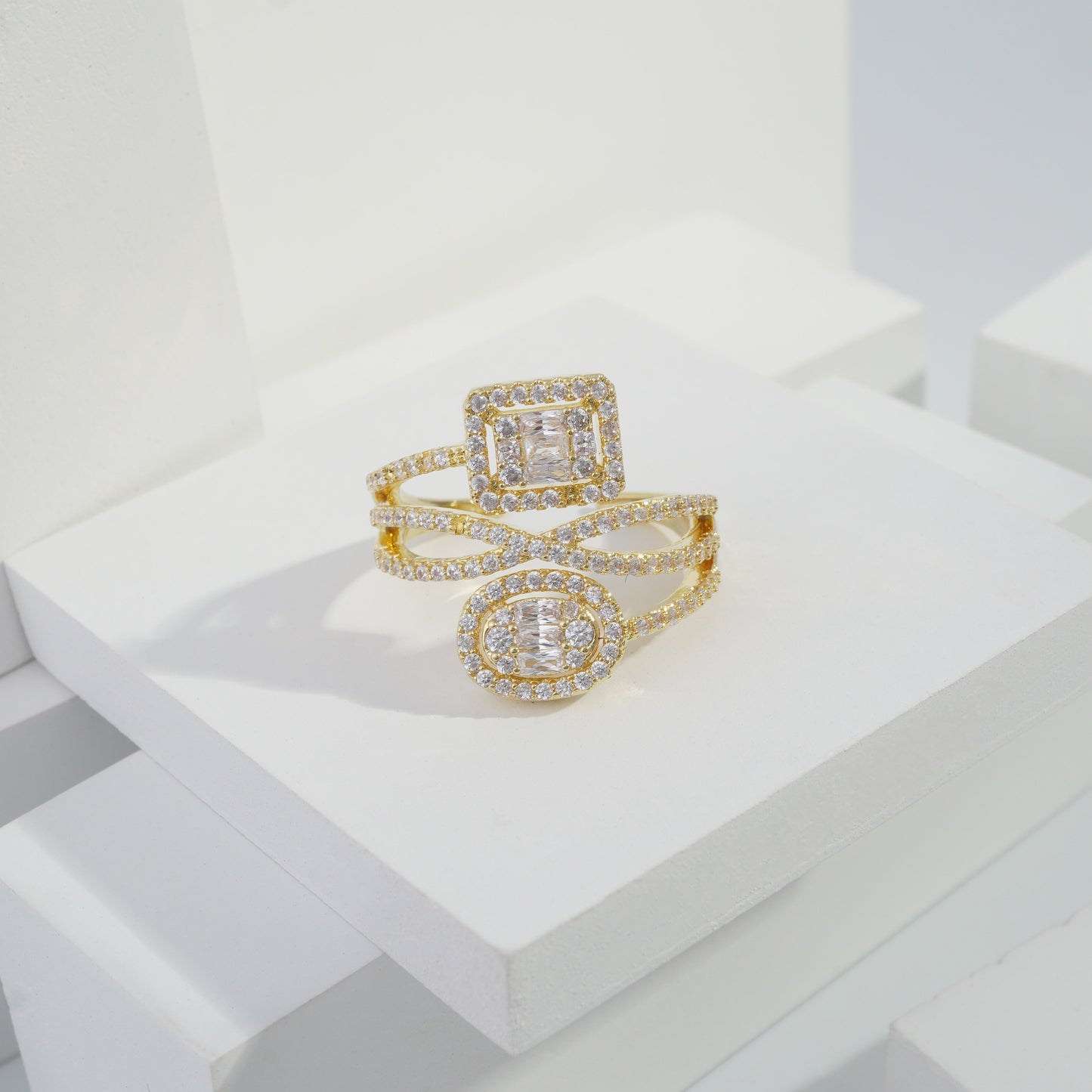 jewelvyn Gold plated studded with cubic zirconia diamond Gold Ring