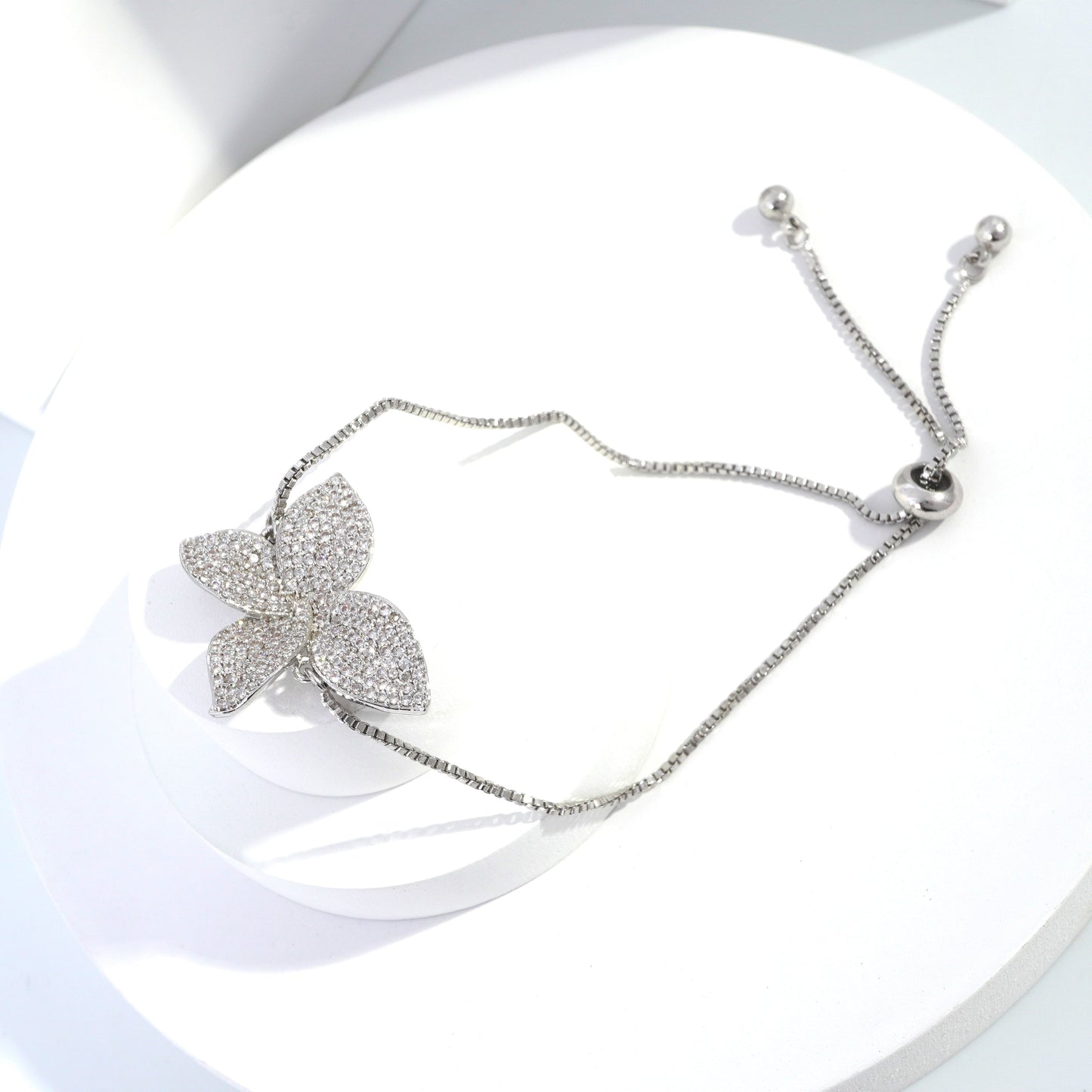 jewelvyn Silver Plated Studded With Zircoina Diamond With Silver Bracelate